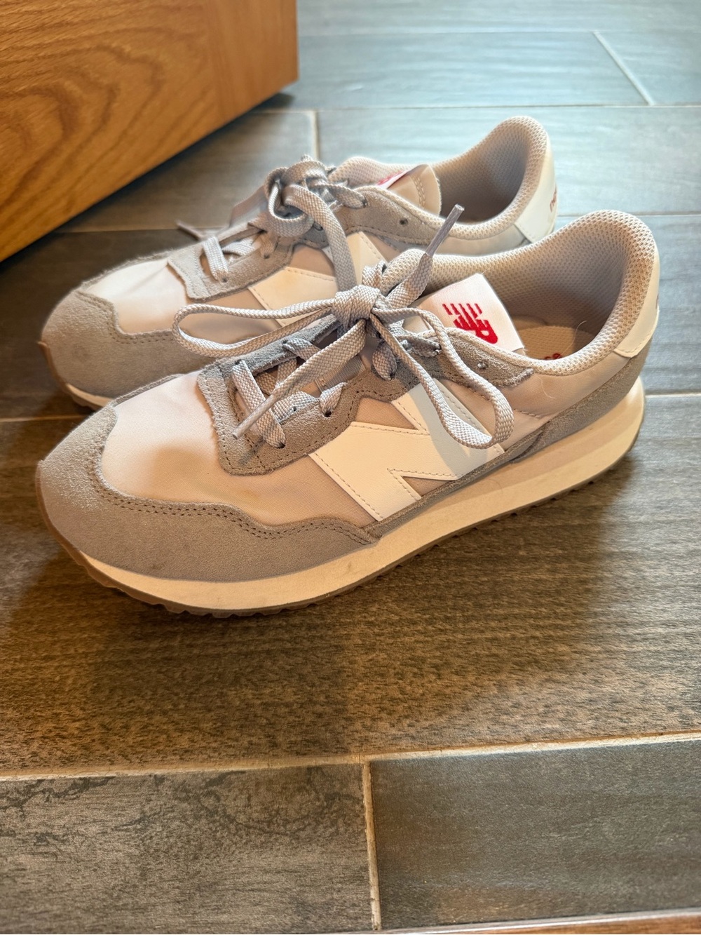 New Balance Gray & White Retro Style Sneakers
